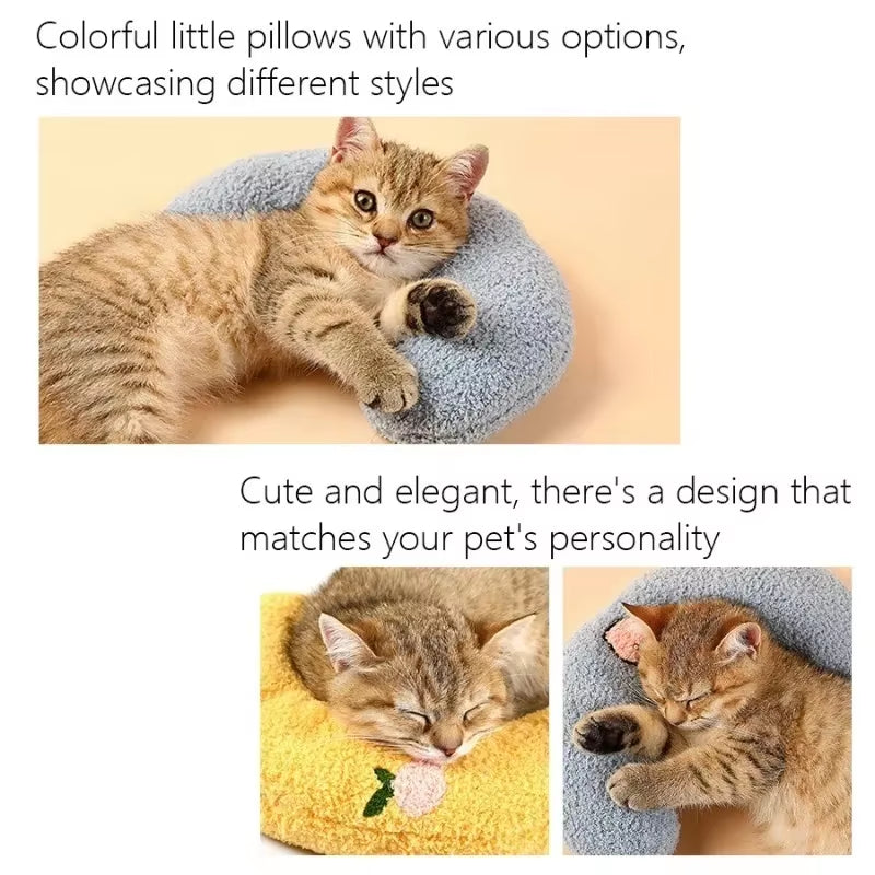 Luxury Plush Pet Pillow for Cats and Dogs with Cervical Support, Hypoallergenic Washable Cover, and Deep Sleep U-Shape Design