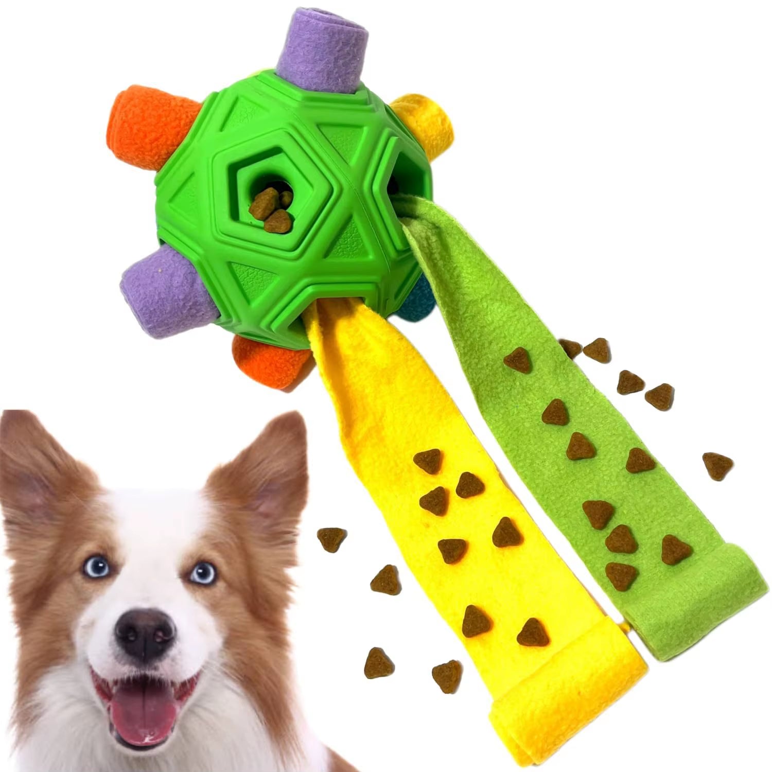 Unbreakable Snuffle Ball for Dogs - Interactive Foraging Toy and Slow Feeder Treat Dispenser