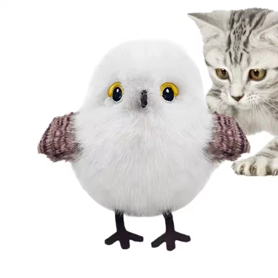 USB Rechargeable Interactive Flapping and Chirping Bird Cat Toy with Touch and Claw Activation, Soft Plush Material for Indoor Kitten Play