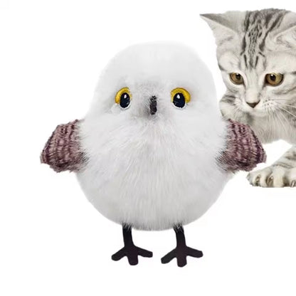 USB Rechargeable Interactive Flapping and Chirping Bird Cat Toy with Touch and Claw Activation, Soft Plush Material for Indoor Kitten Play