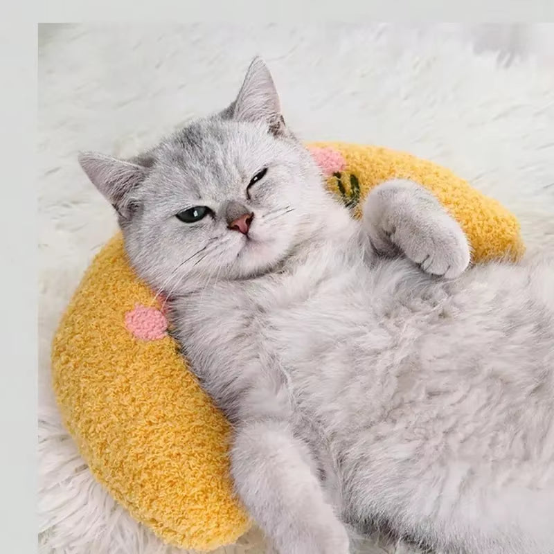 Luxury Plush Pet Pillow for Cats and Dogs with Cervical Support, Hypoallergenic Washable Cover, and Deep Sleep U-Shape Design