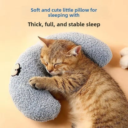 Luxury Plush Pet Pillow for Cats and Dogs with Cervical Support, Hypoallergenic Washable Cover, and Deep Sleep U-Shape Design