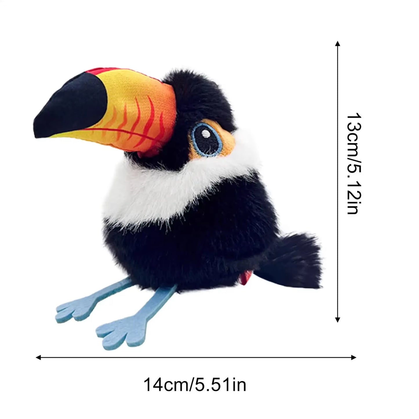 USB Rechargeable Interactive Flapping and Chirping Bird Cat Toy with Touch and Claw Activation, Soft Plush Material for Indoor Kitten Play
